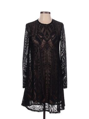 BCBGMax Black Lace Long-Sleeve Short Dress